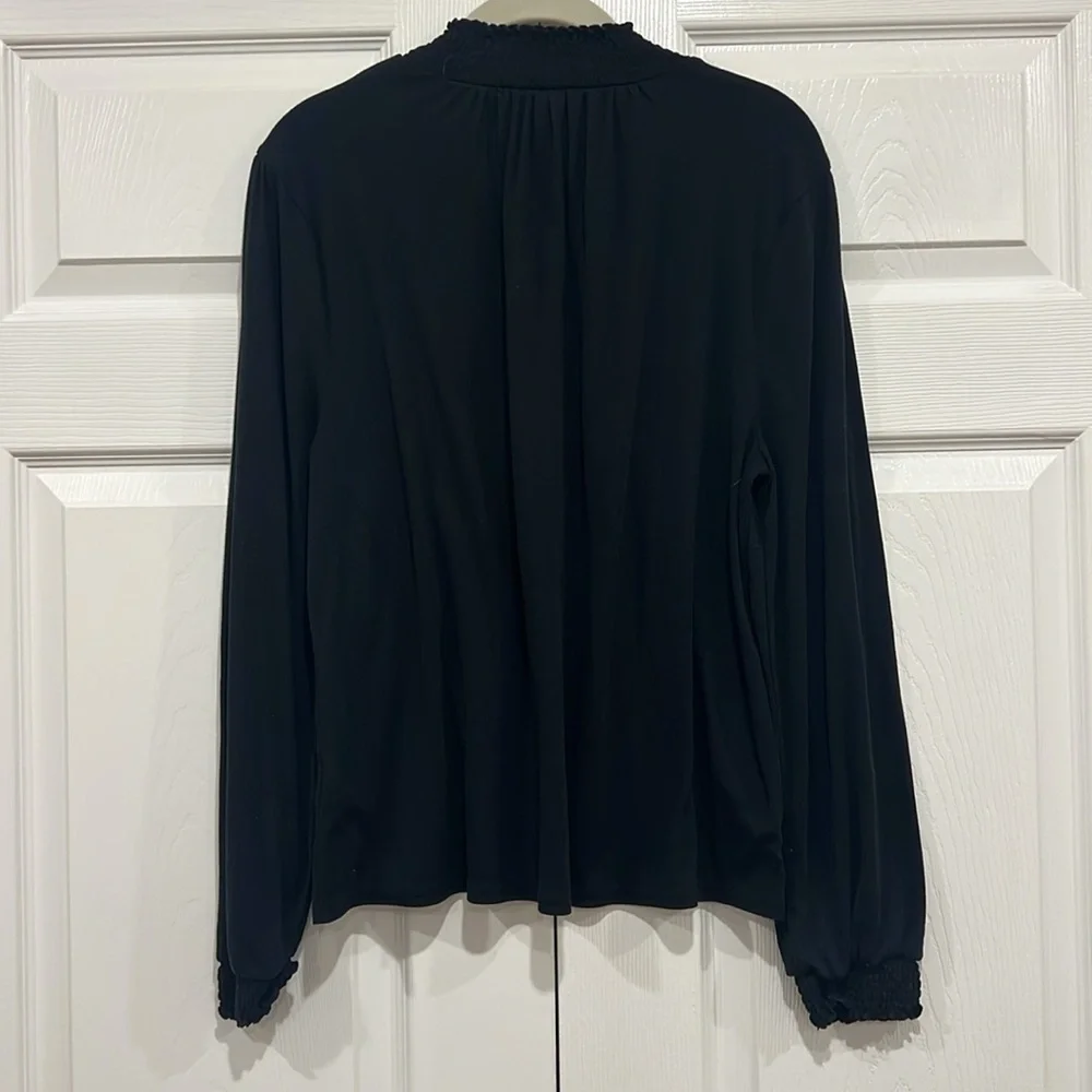 J. Crew Factory High Neck Ruffle Top Black Womens Size XL - Picture 2 of 9
